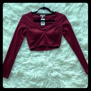A’GACI wine colored crop top with boob padding